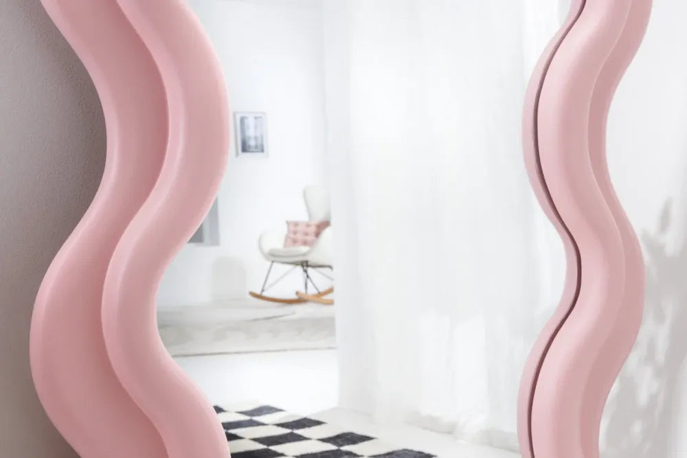 Oglinda cu rama din Poliuretan/MDF Roz H160xL70cm Curvy