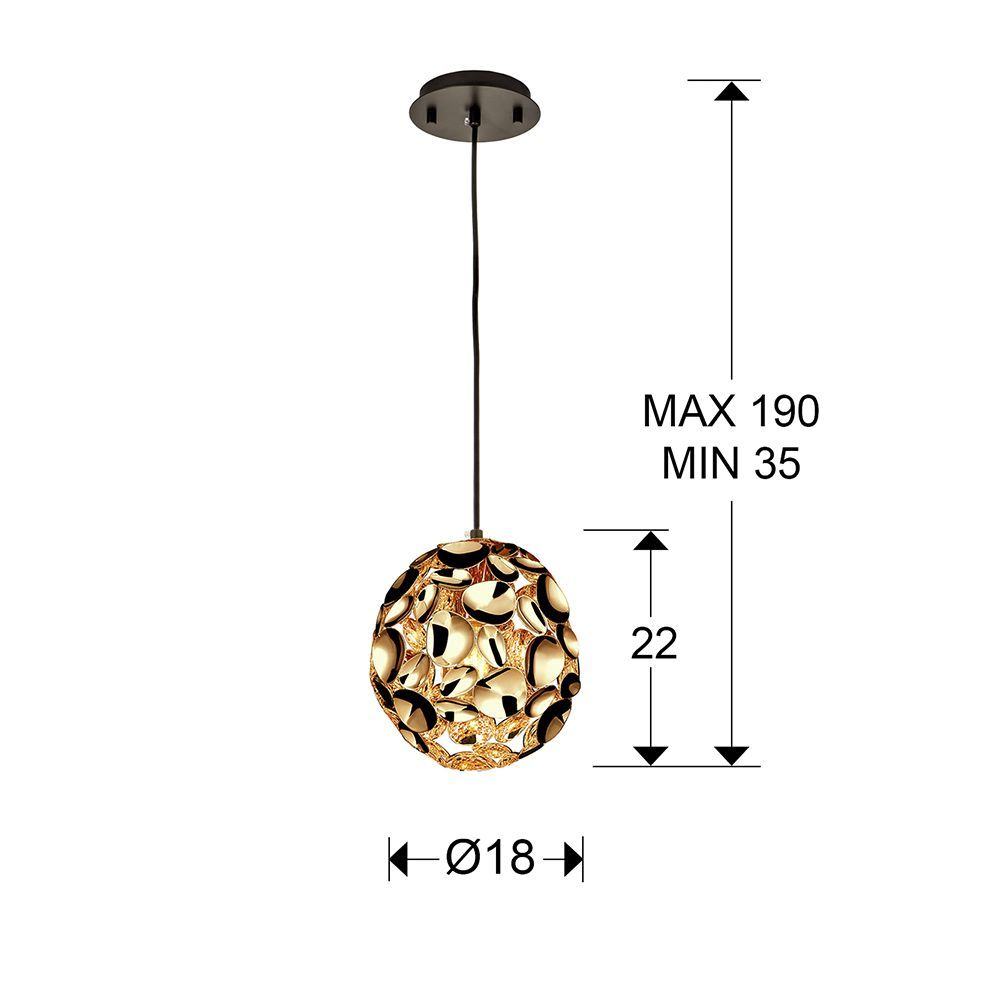 Pendul cu inaltime reglabila din Metal Auriu D18xH190cm Narisa