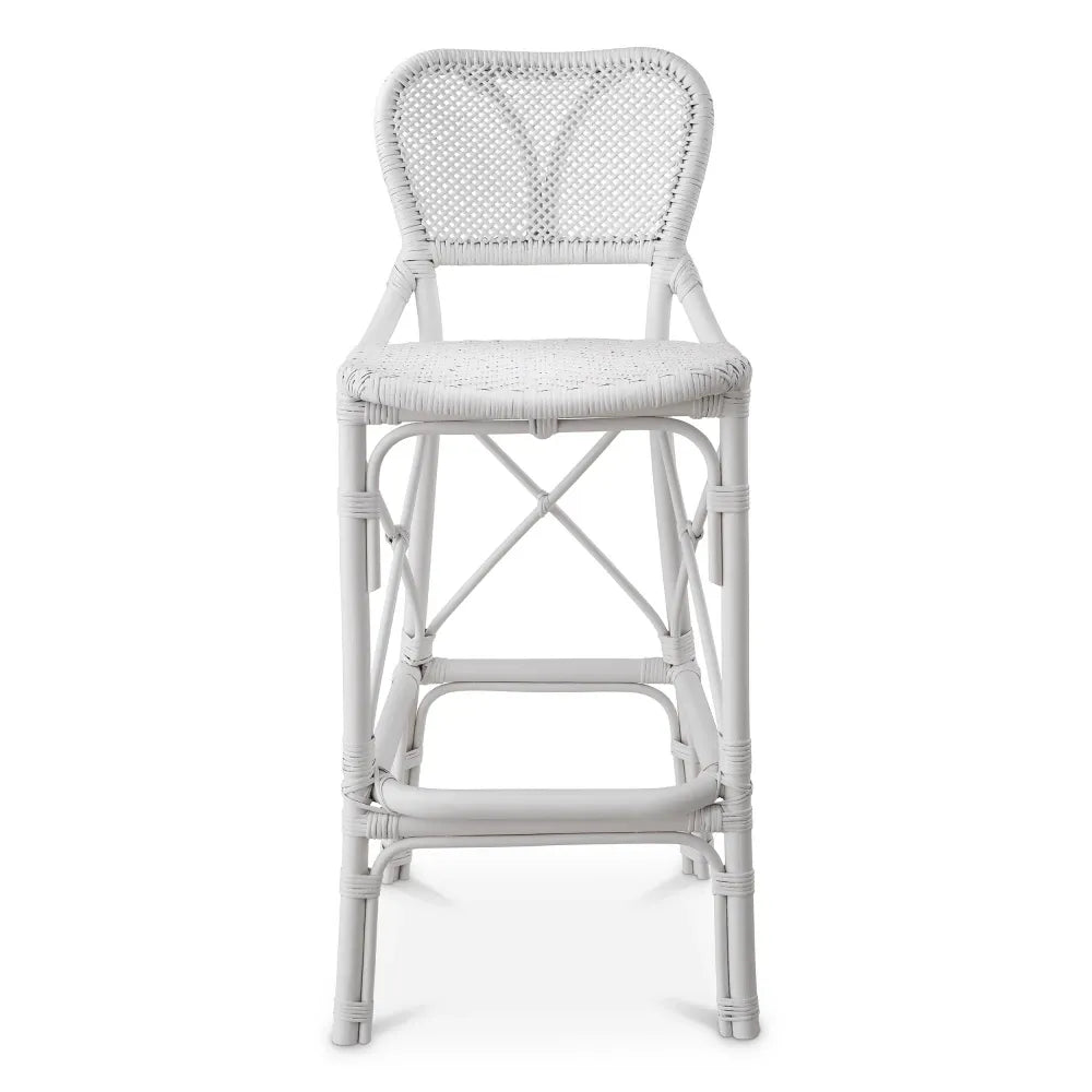 Scaun de bar din Ratan Alb L48xA50.5xH104.5cm Colony Eichholtz