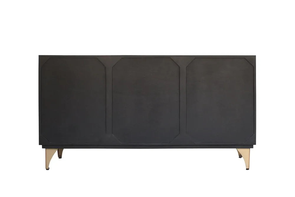 Comoda din Lemn de mango Negru/Auriu si Metal Auriu L140xH75cm GOLDEN SUNSET