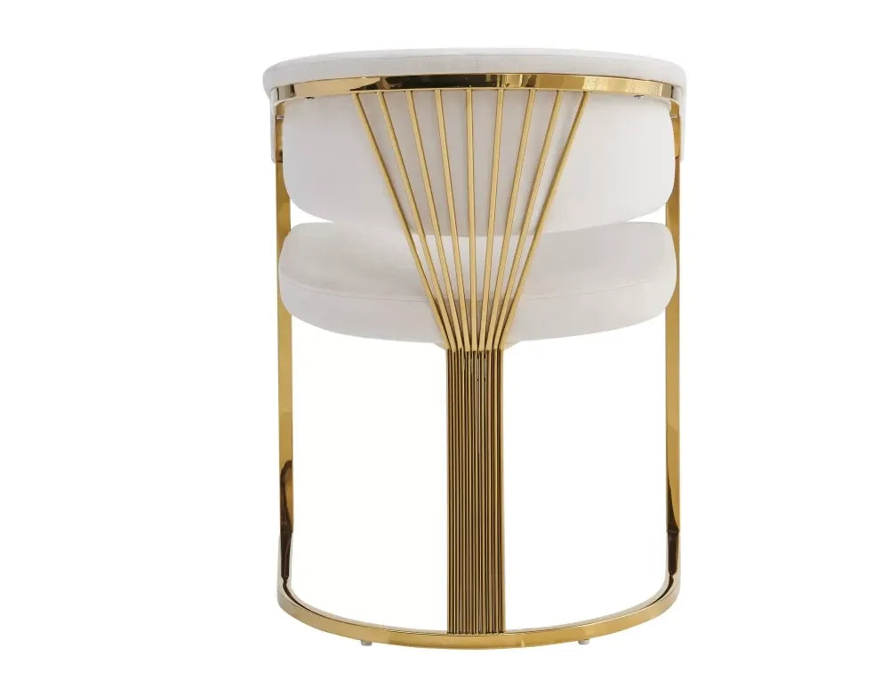 Scaun tapitat cu Catifea Bluvel 22 Bej deschis cu picioare din Otel inoxidabil Auriu H77xL57xA64cm Crown