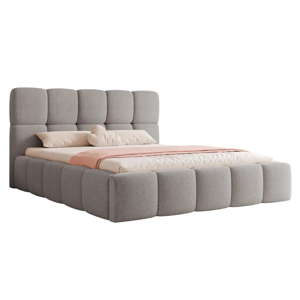 Pat 200 x 200 tapitat cu Stofa Loop Gri Livia