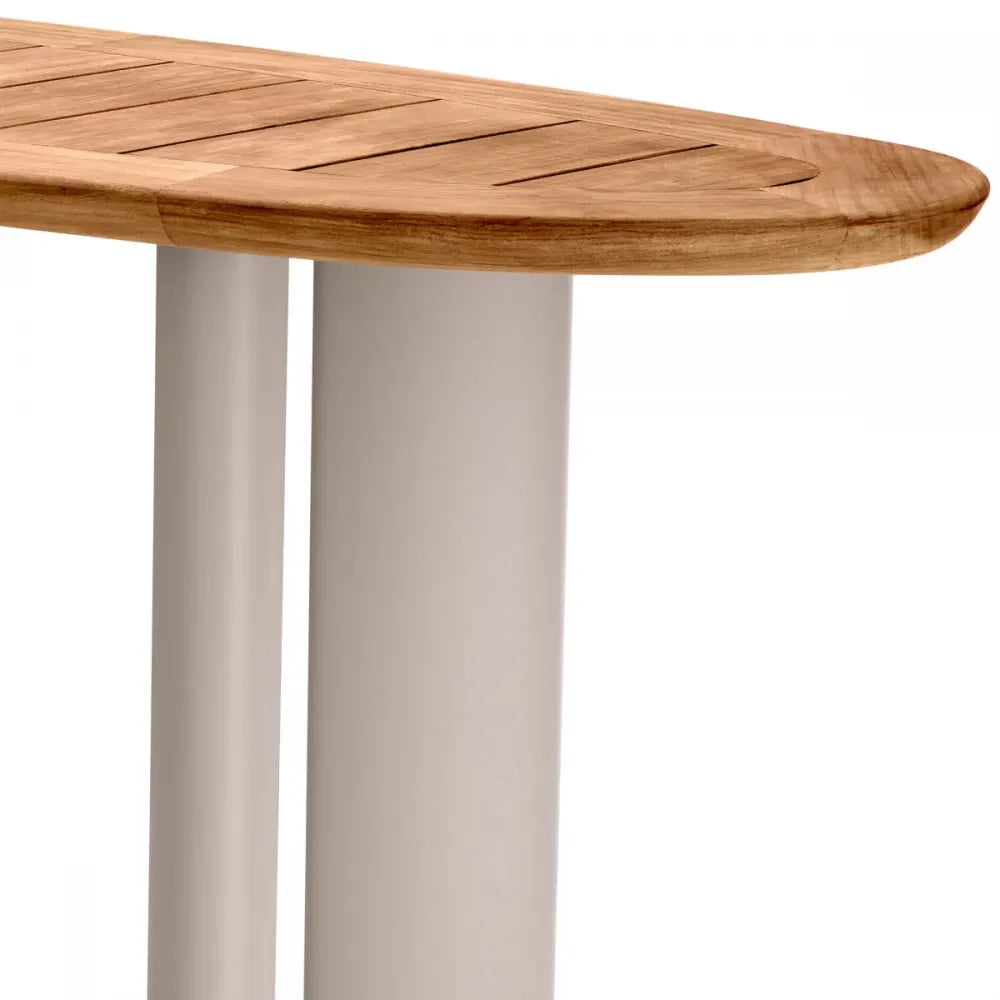 Consola de exterior din Metal Bej si Lemn de tec Maro H76.5xL158cm Free Form Eichholtz