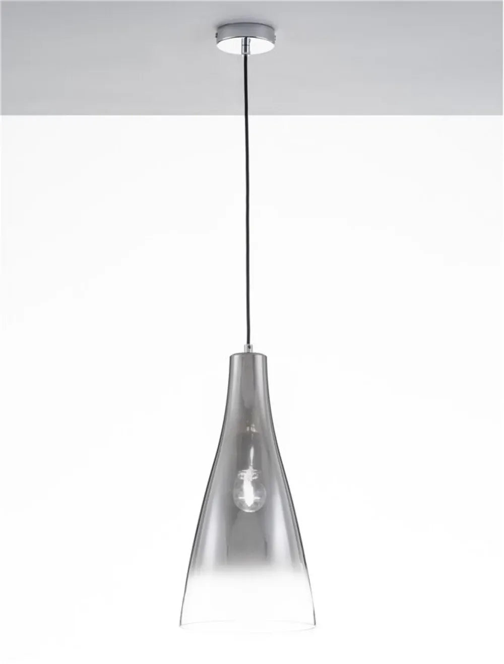 Pendul structura din Aluminiu Argintiu si abajur din Sticla Gri H120xL23cm IP20 LIVTAR