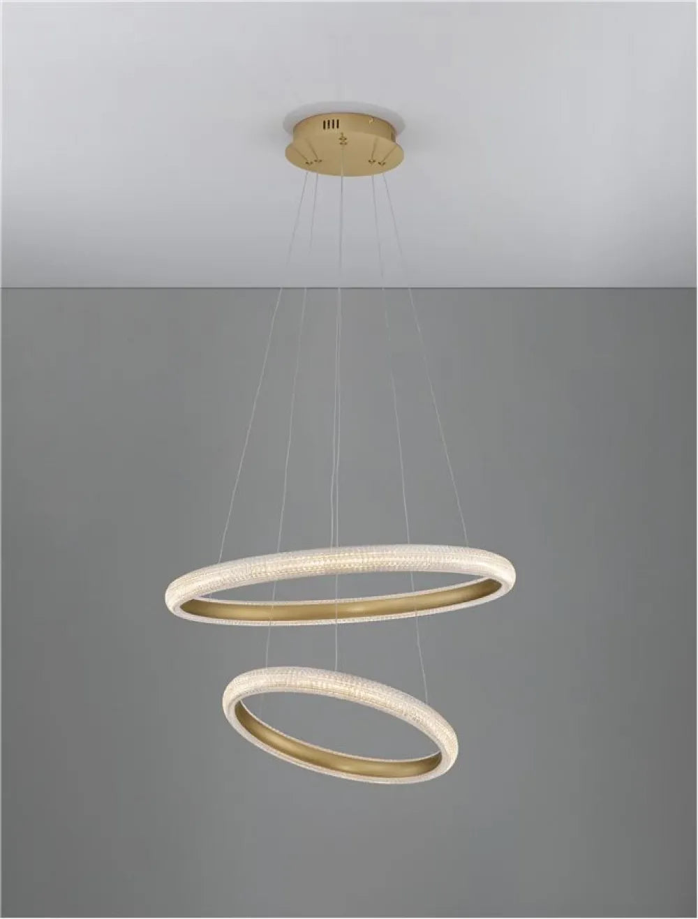 Candelabru structura din Aluminiu Auriu si abajur din Acrilic Transparent H120xL59cm IP20 41.5W 3500lm 3000k MEDORA