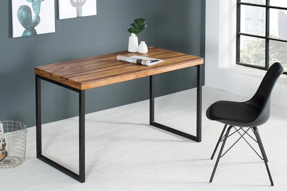 Birou din lemn de sheesham Maro si Metal Negru L118xH77cm ELEMENTS