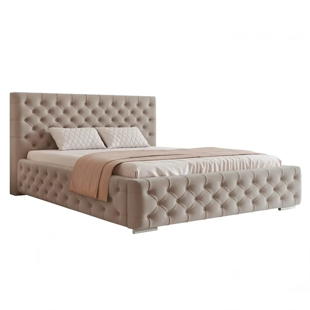 Pat 200 x 200 tapitat cu Catifea Magic velvet Grej Noah