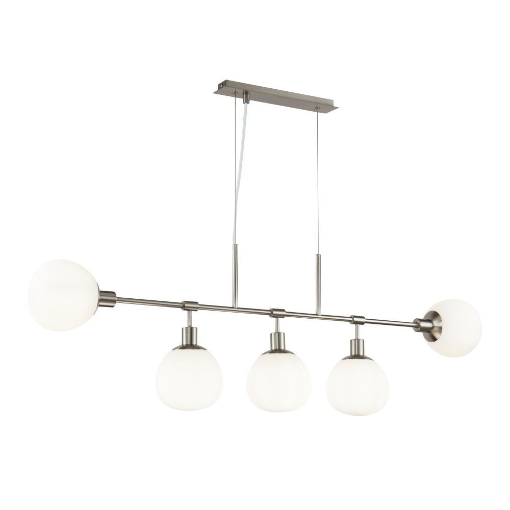 Lustra dreptunghiulara cu inaltime reglabila din Sticla Alb cu 5 becuri L120x15xH150cm Erich