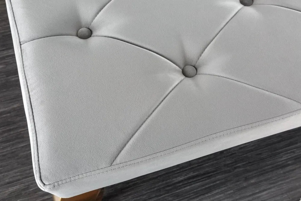 Bancheta din Otel inoxidabil Auriu si Catifea Gri H50xL172cm Modern Barock