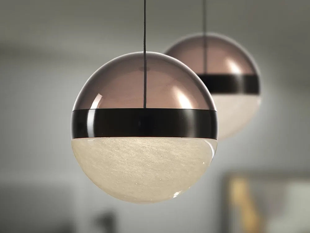 Pendul din Metal Negru si Policarbonat/Sticla Transparent/Fumuriu H160xD15cm Orbes