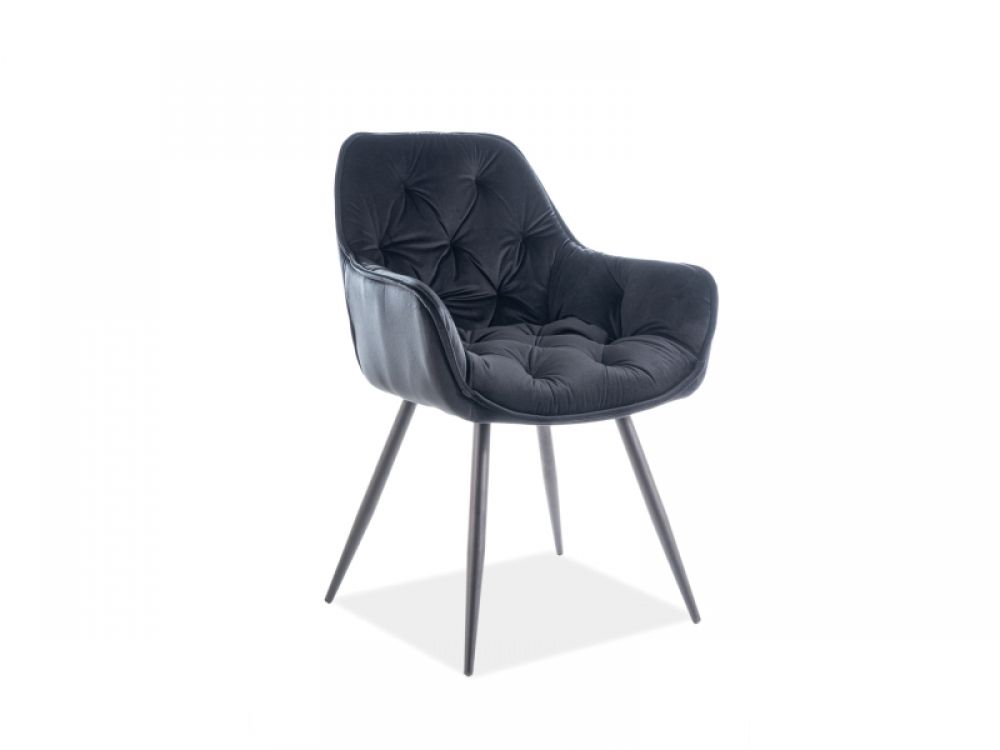 Scaun cu brate din Catifea si Metal Negru H87xL57xA43cm Cherry