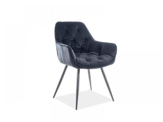 Scaun cu brate din Catifea si Metal Negru H87xL57xA43cm Cherry