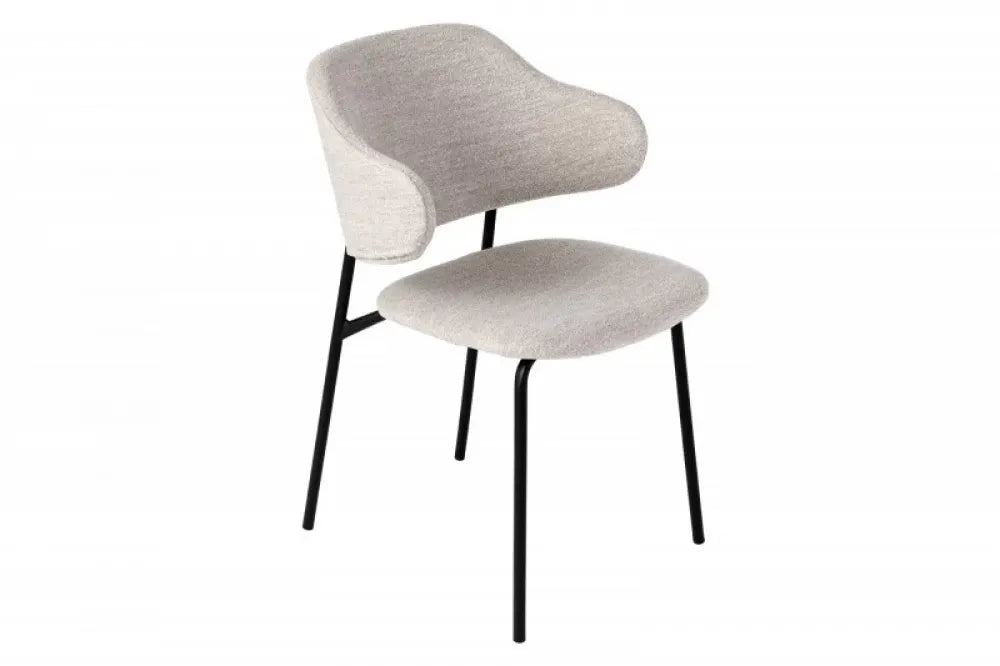 Set 2 Scaune tapitate cu Stofa boucle Grej cu picioare din Metal Negru H83xL58xA54cm Tracy