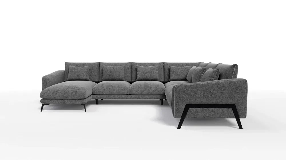 Coltar in forma de U tapitat cu Chenille Gri Sajma 18 L378x293cm Aspen