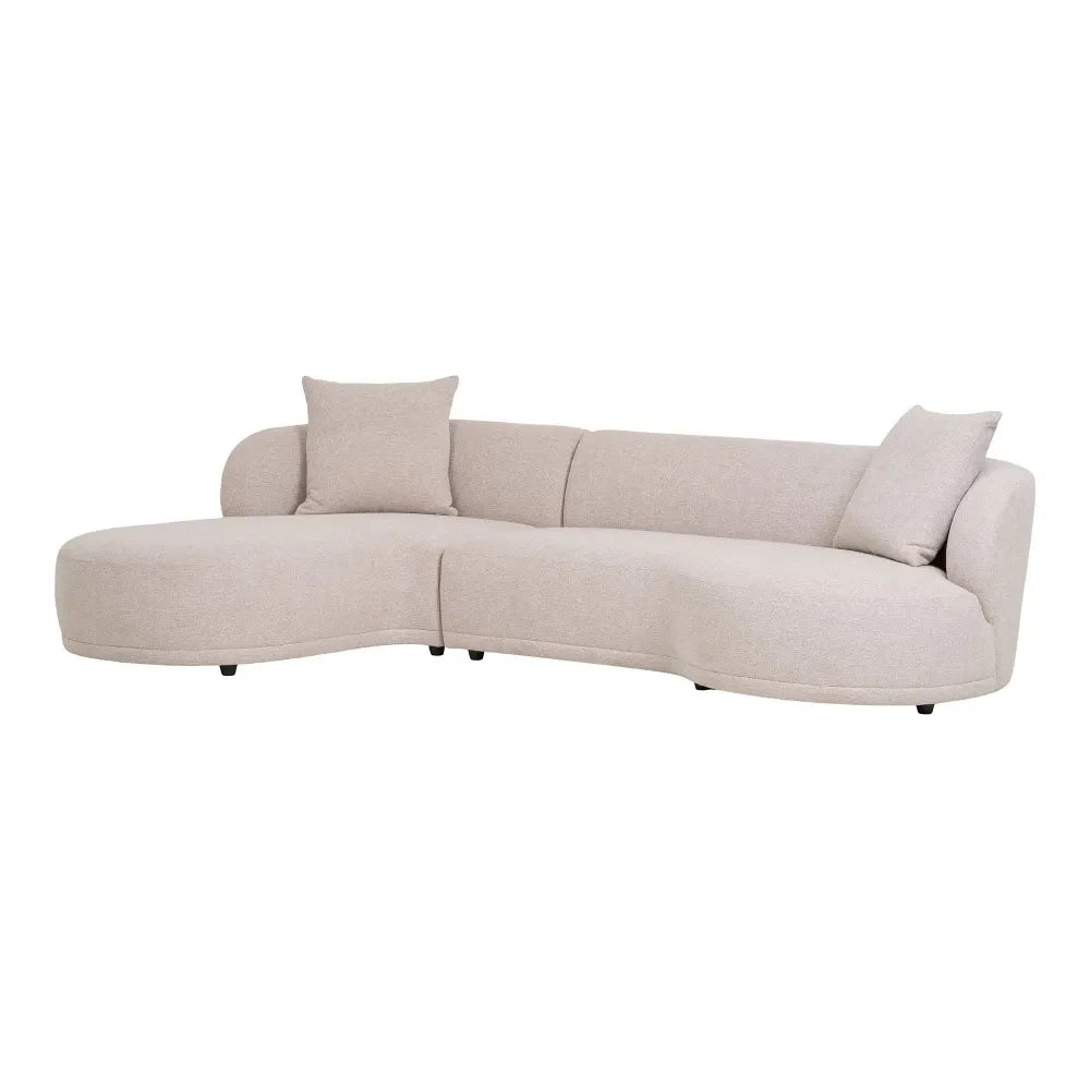 Coltar cu orientare stanga tapitat cu Stofa Bej L294xH69cm Kingston
