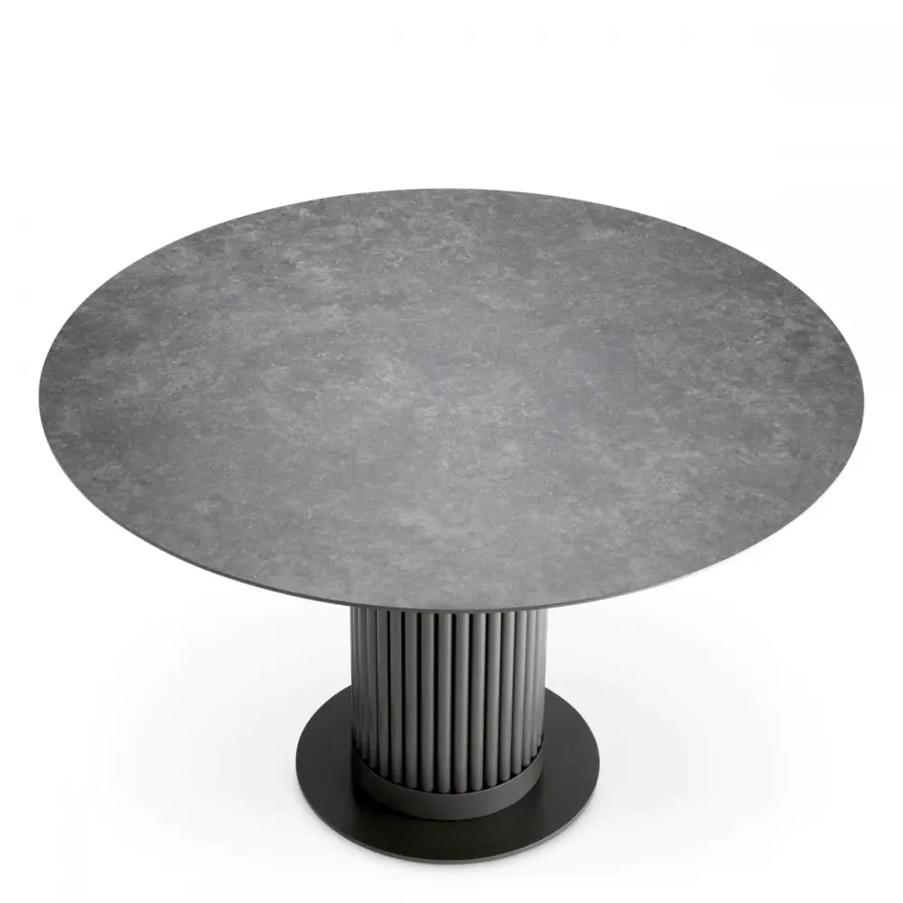 Masa din Metal Bronz si Ceramica Negru cu efect de marmura H76xD120cm Volterra Eichholtz