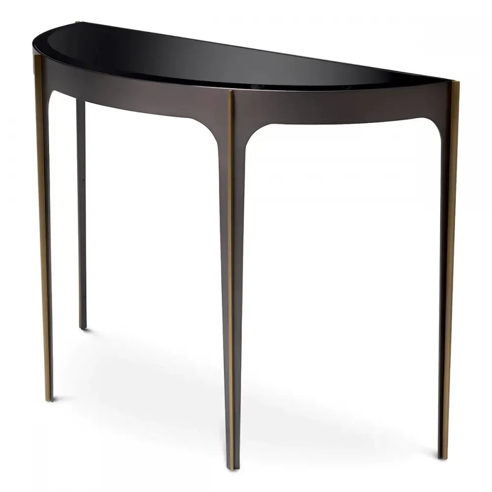 Consola din Sticla Negru si Otel inoxidabil Bronz L102.5xH75cm Artemisa Eichholtz