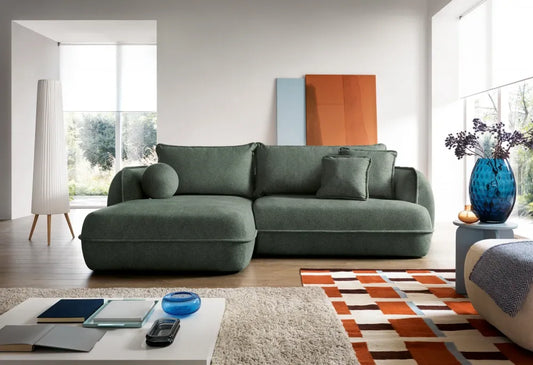 Coltar extensibil cu spatiu depozitare din Stofa Verde Visby