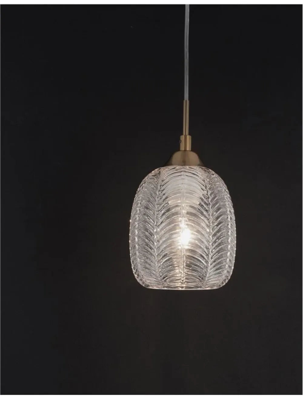 Pendul structura din Metal Auriu si abajur din Sticla Transparent H120xL13.5cm IP20 VARIO