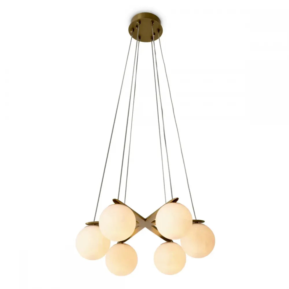 Candelabru din Otel inoxdabil Alama atichizata si Alabastru Alb H17xD60cm Morro Eichholtz