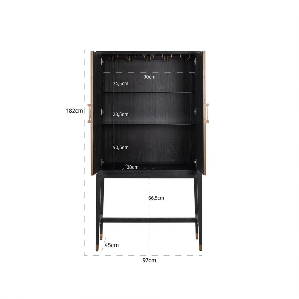 Bar din piele ecologica si Lemn masiv de stejar Bej/Negru Bloomingville L97xH182cm Richmond Interiors