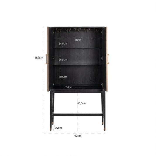 Bar din piele ecologica si Lemn masiv de stejar Bej/Negru Bloomingville L97xH182cm Richmond Interiors