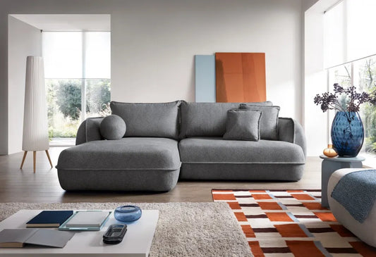 Coltar extensibil cu spatiu depozitare din Stofa Gri inchis Visby