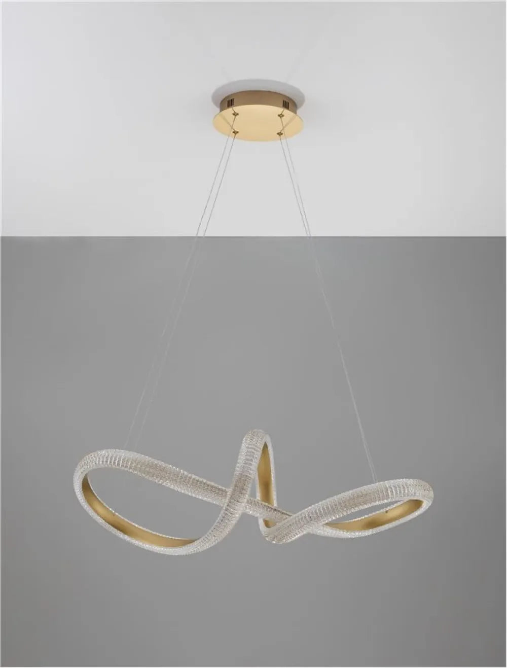 Lustra structura din Aluminiu Auriu si abajur din Acrilic Transparent H120xL75.5cm IP20 42W 3400lm 3000k MEDORA