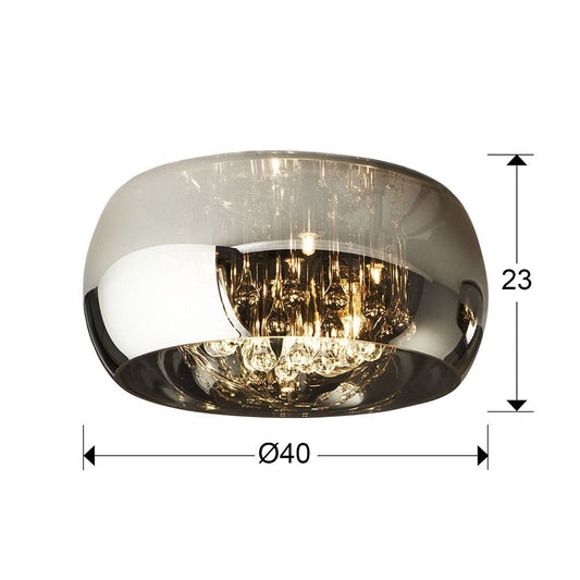 Plafoniera Rotunda din Metal si Sticla Argintiu/Argintiu Argos D40xH23cm