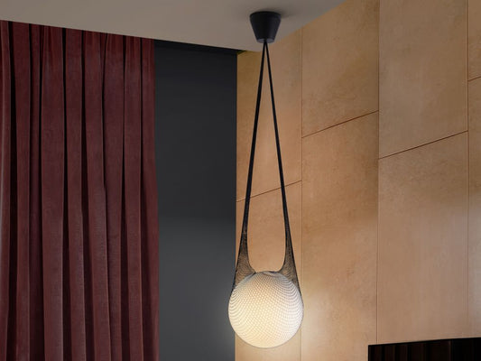 Pendul cu inaltime reglabila din Opal Alb D30xH140cm Globe