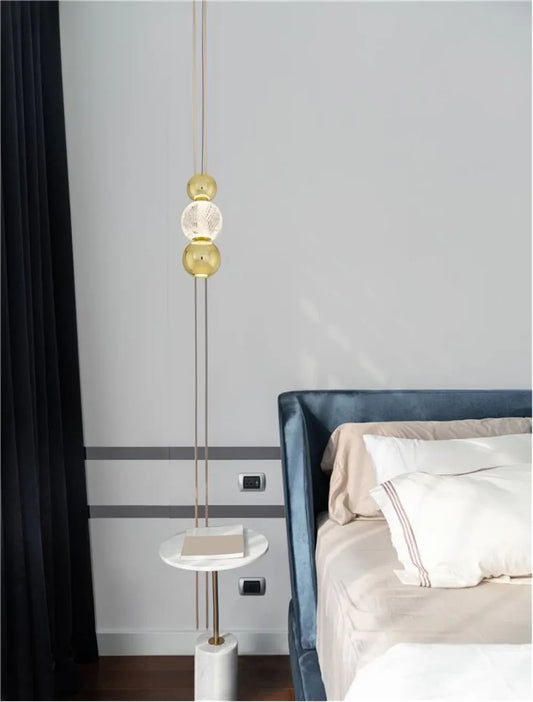 Pendul structura din Aluminiu Auriu si abajur din Acrilic Transparent H250xL14cm IP20 6W 322lm 3200k BRILLE