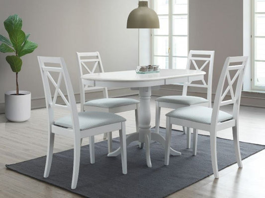 Masa extensibila ovala din MDF Alb de 4-6 persoane L100/130x70cm Verili