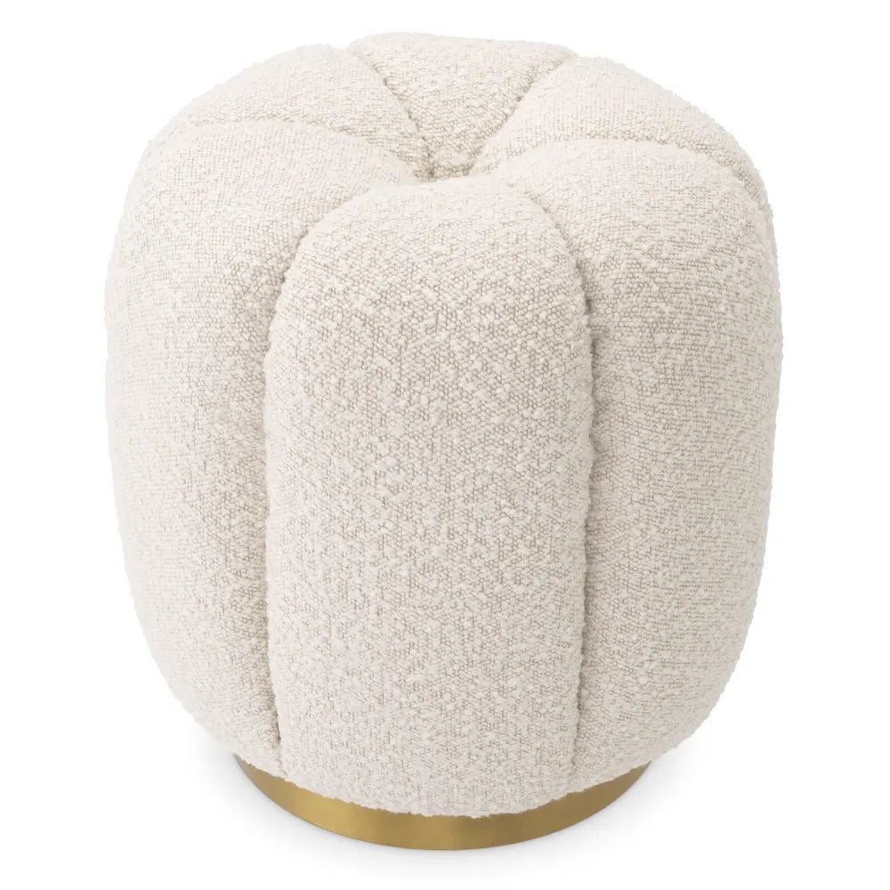 Taburet tapitat cu Stofa boucle Crem D40xH45cm Orchanic Eichholtz