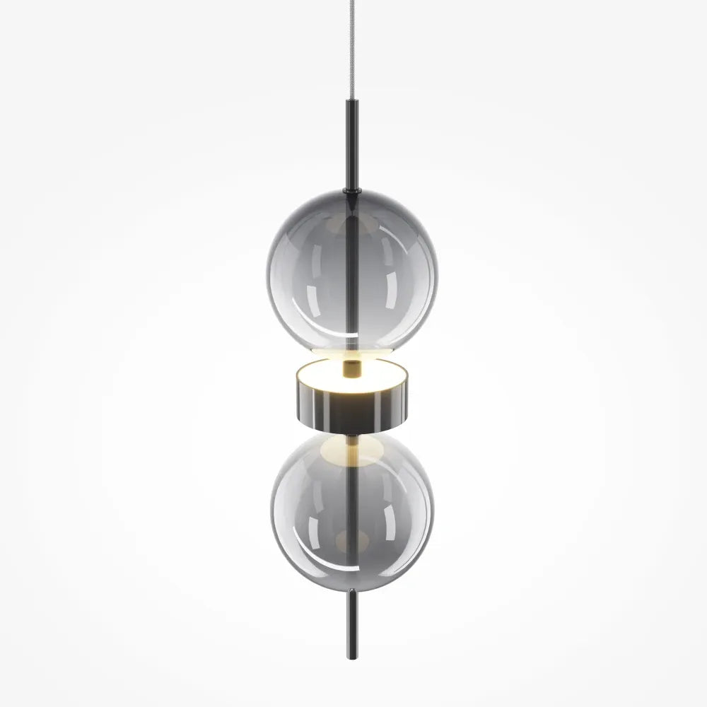 Pendul din Metal Negru si Sticla Fumuriu H359.5xD12cm Double Moon