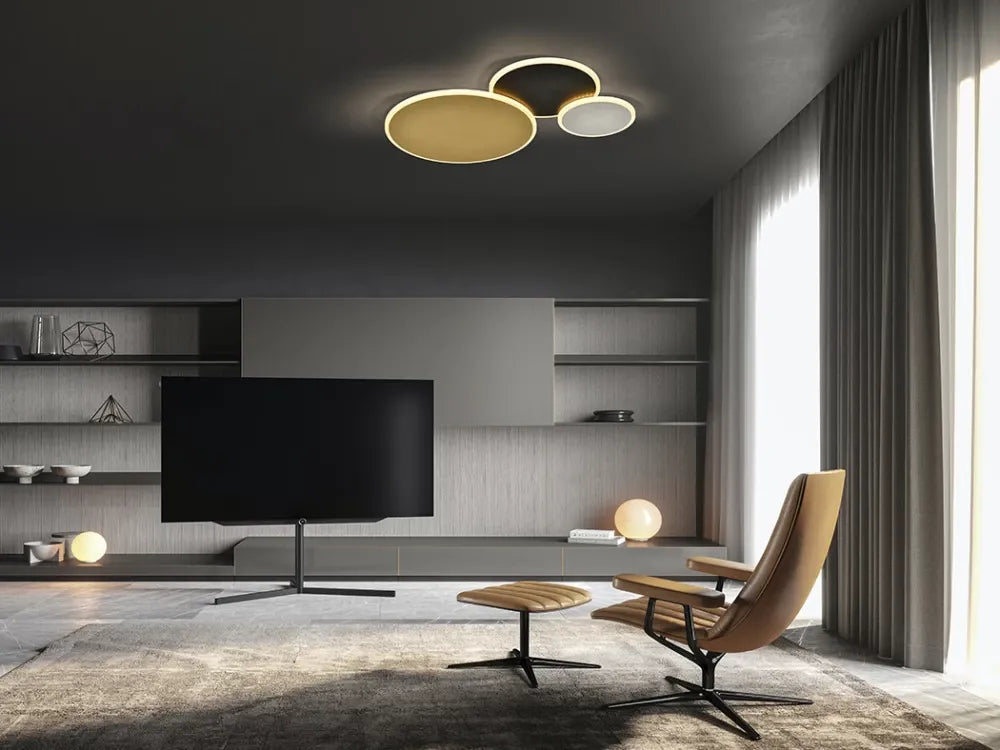 Plafoniera din Metal Alb/Negru/Auriu L63xH6cm Umbra