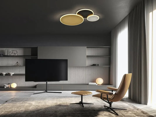 Plafoniera din Metal Alb/Negru/Auriu L63xH6cm Umbra