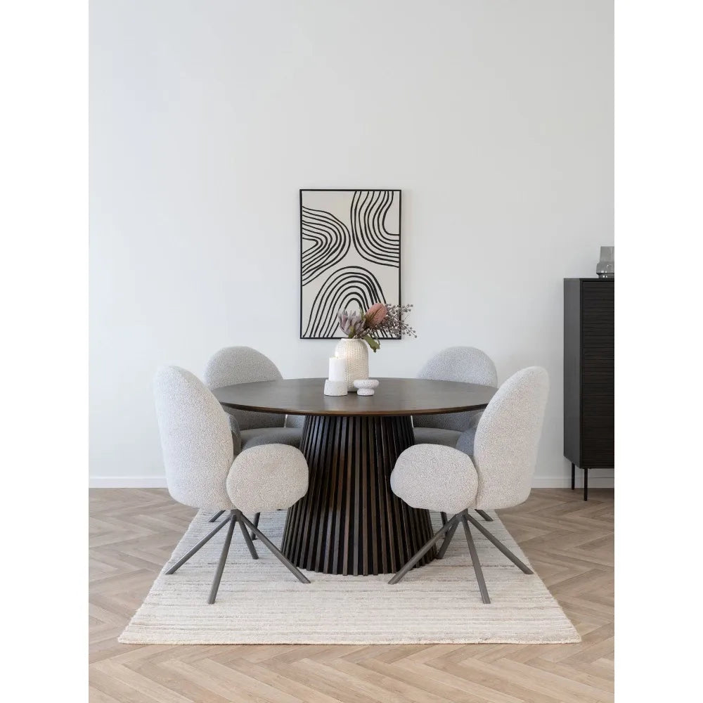 Scaun din Metal Gri si Stofa boucle Gri H91.5xL65xA69cm Lana