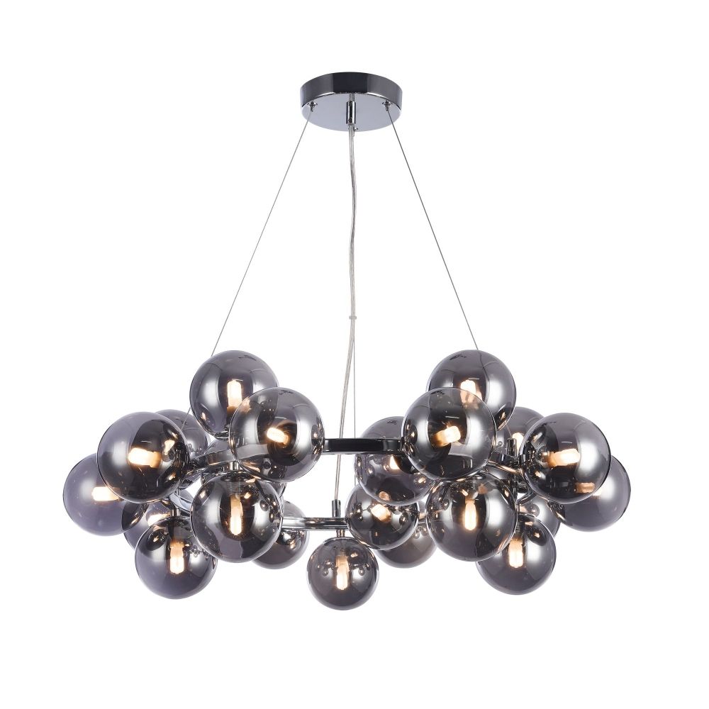 Lustra rotunda cu inaltime reglabila din Sticla Negru cu 25 becuri D69xH136cm Dallas