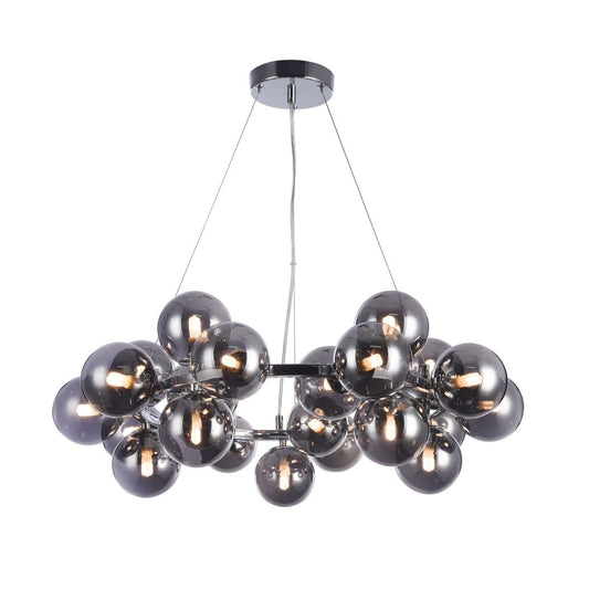 Lustra rotunda cu inaltime reglabila din Sticla Negru cu 25 becuri D69xH136cm Dallas