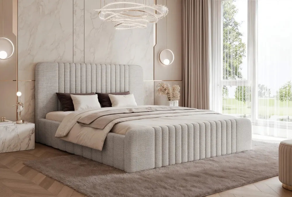 Pat 180 x 200 tapitat cu Chenille Cremona Gri deschis Polema
