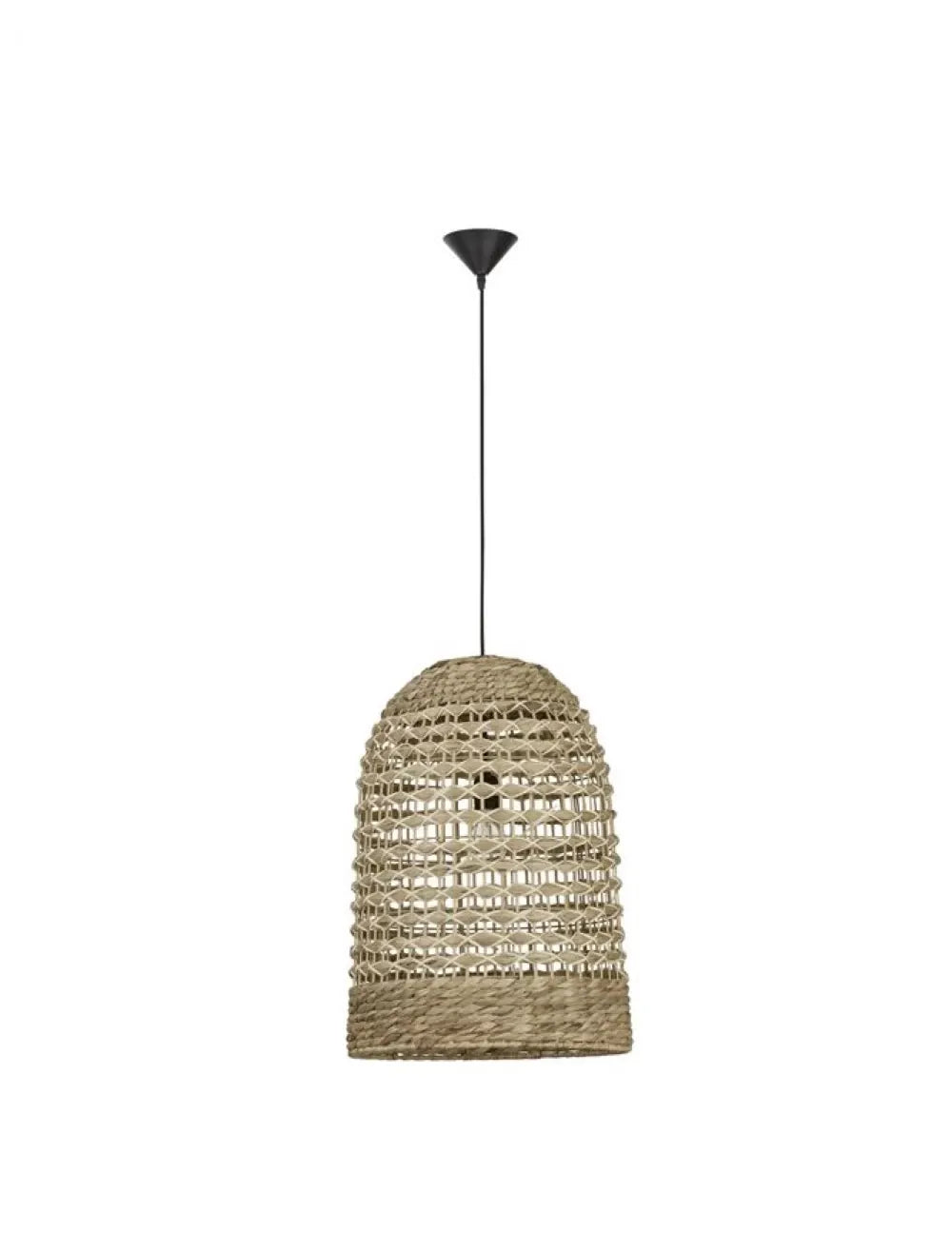 Pendul structura din Metal Negru si abajur din Ratan Bej H205xL42cm IP20 GRIFFIN