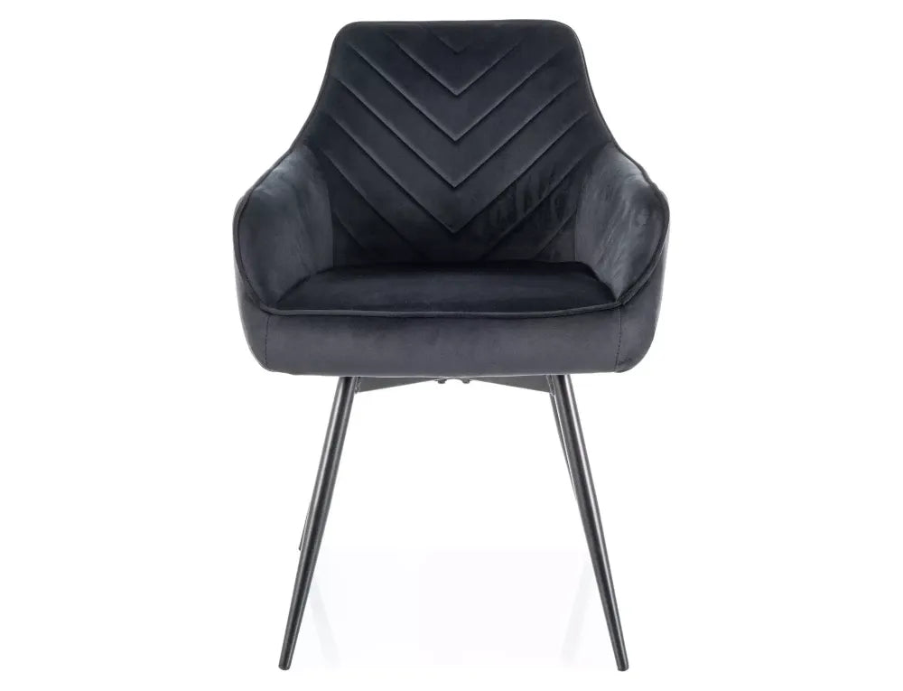 Set 2 scaune din Catifea Negru si Metal Negru Hx88Lx55xA58cm Servio