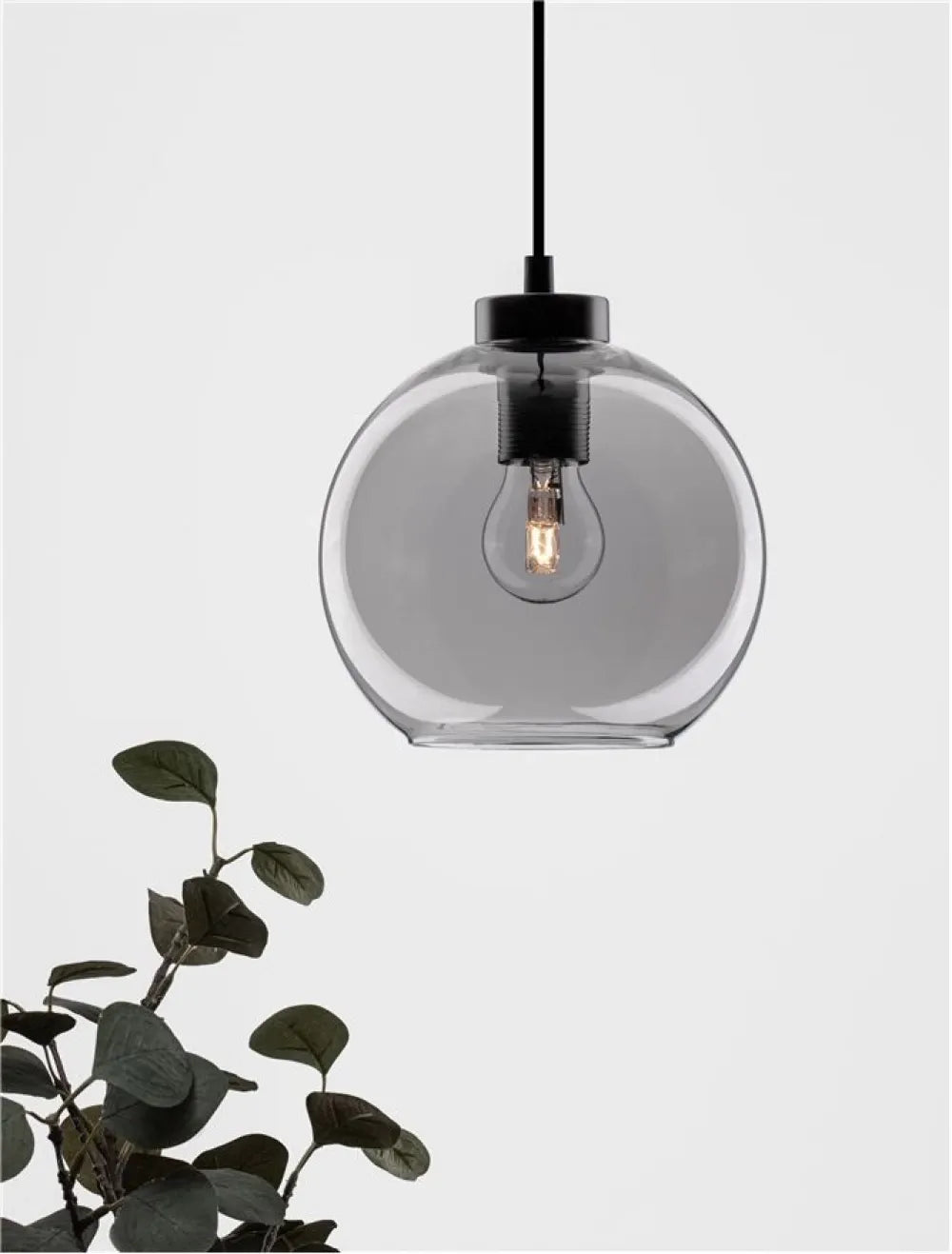 Pendul structura din Metal Negru si abajur din Sticla Fumuriu H220xL20cm IP20 PALMER