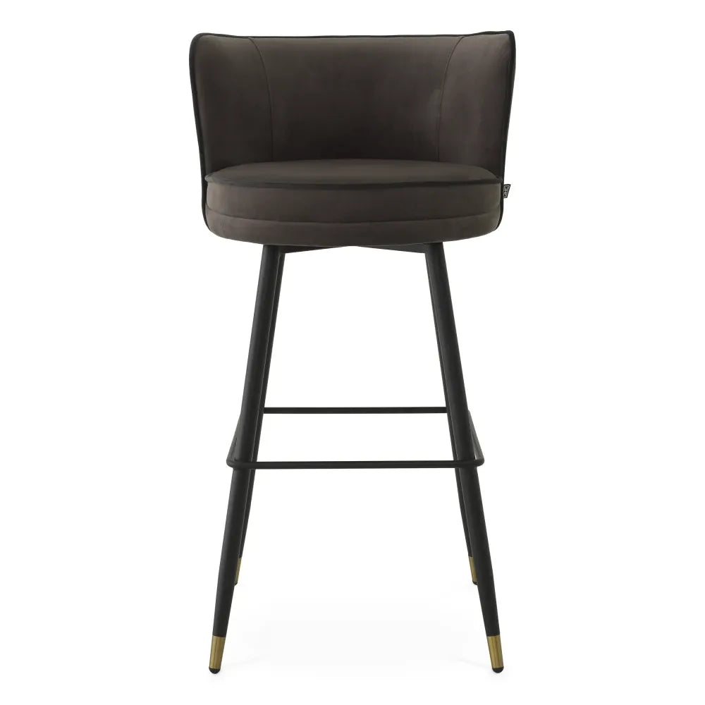 Scaun de bar rotativ tapitat cu Catifea Gri L53xA48xH100.5cm Grena Eichholtz