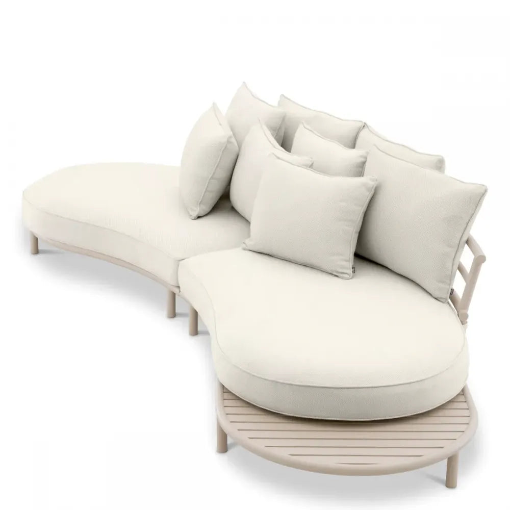 Canapea de exterior din Metal Bej si Stofa Alb/Gri H59xL330cm Laguno  Eichholtz