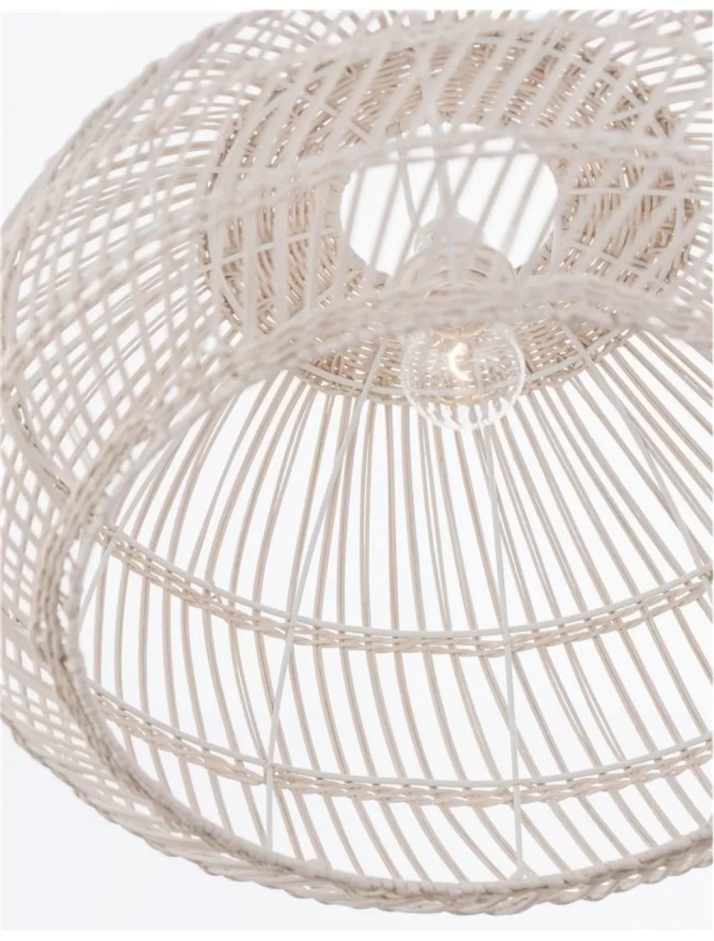 Pendul structura din Metal Alb si abajur din Ratan Crem H250xL50.5cm IP20 MELODY