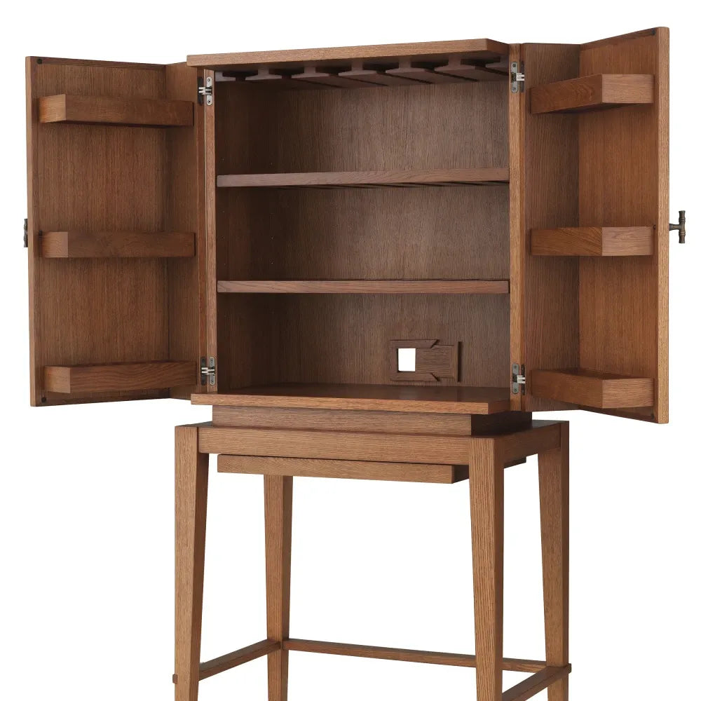 Dulap bar din Furnir de stejar/Ratan Maro L81xH167.5cm Borchard Eichholtz