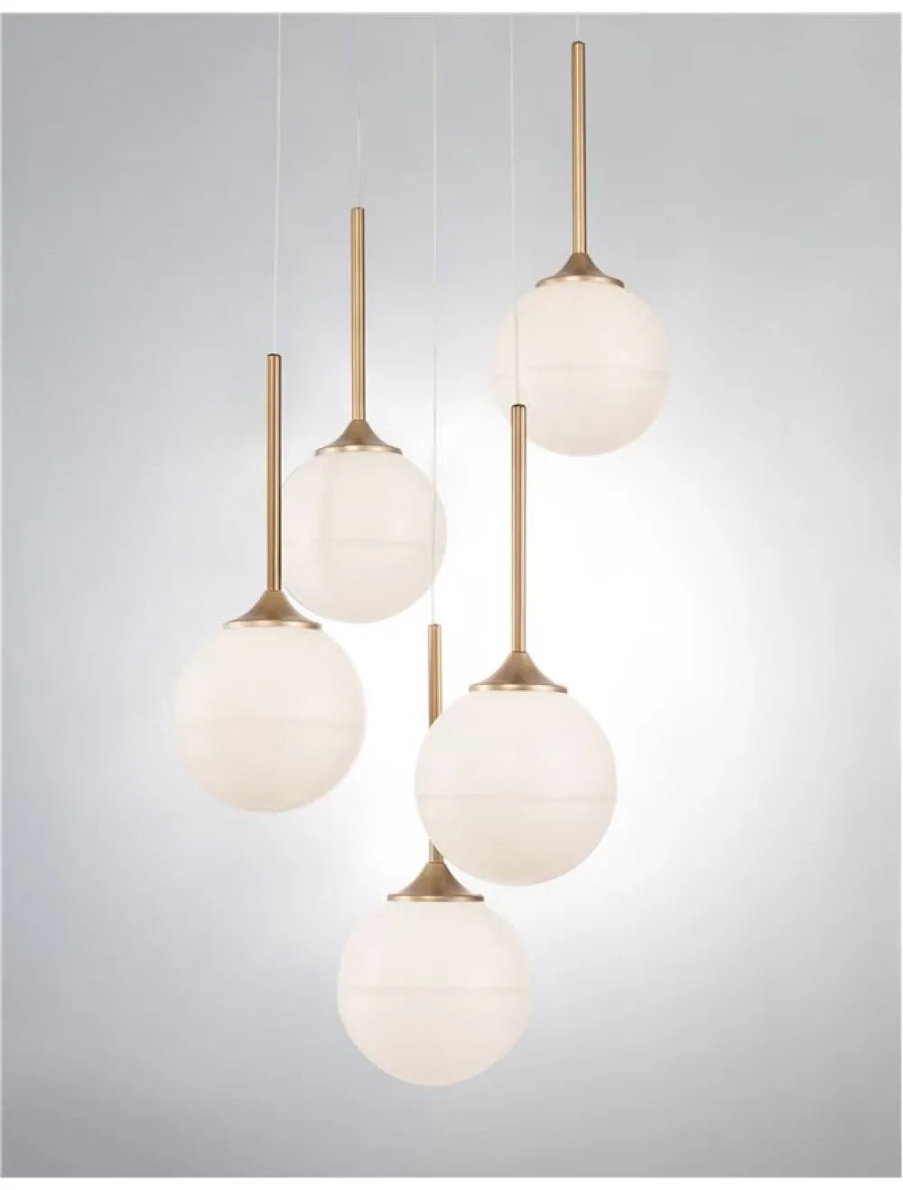 Lustra structura din Metal Auriu si abajur din Sticla Alb H180xL35cm IP20 CANTONA