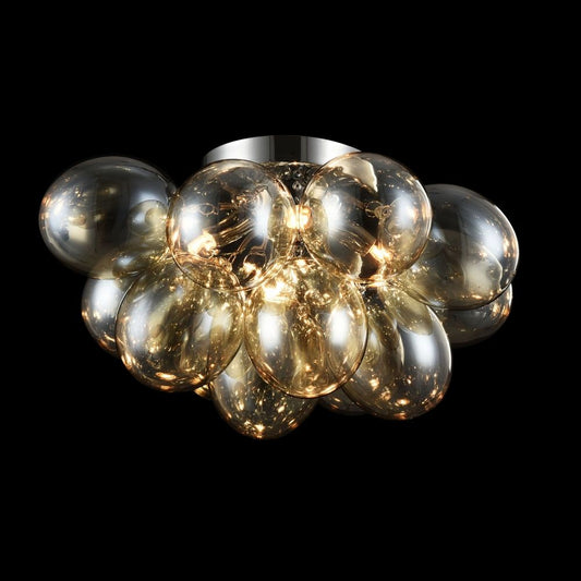 Candelabru Rotund din Metal si Sticla Argintiu/Auriu Balbo D38xH25cm