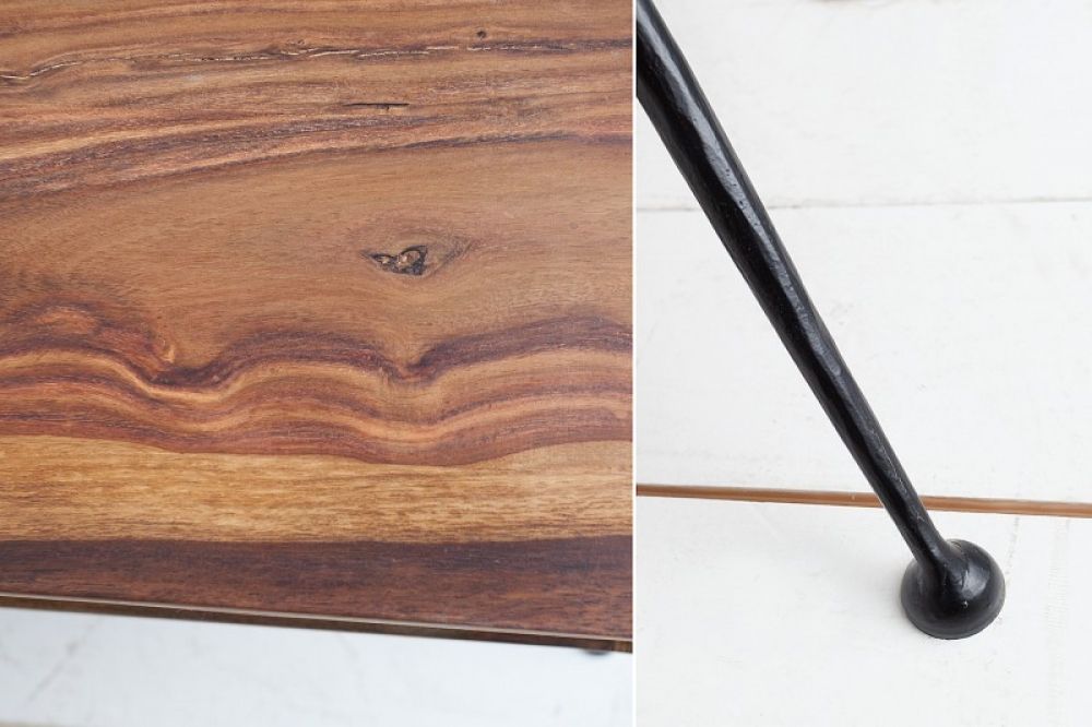 Masuta de cafea dreptunghiulara din Lemn masiv de palisandru si Metal Maro/Negru L100xH45cm Alpha